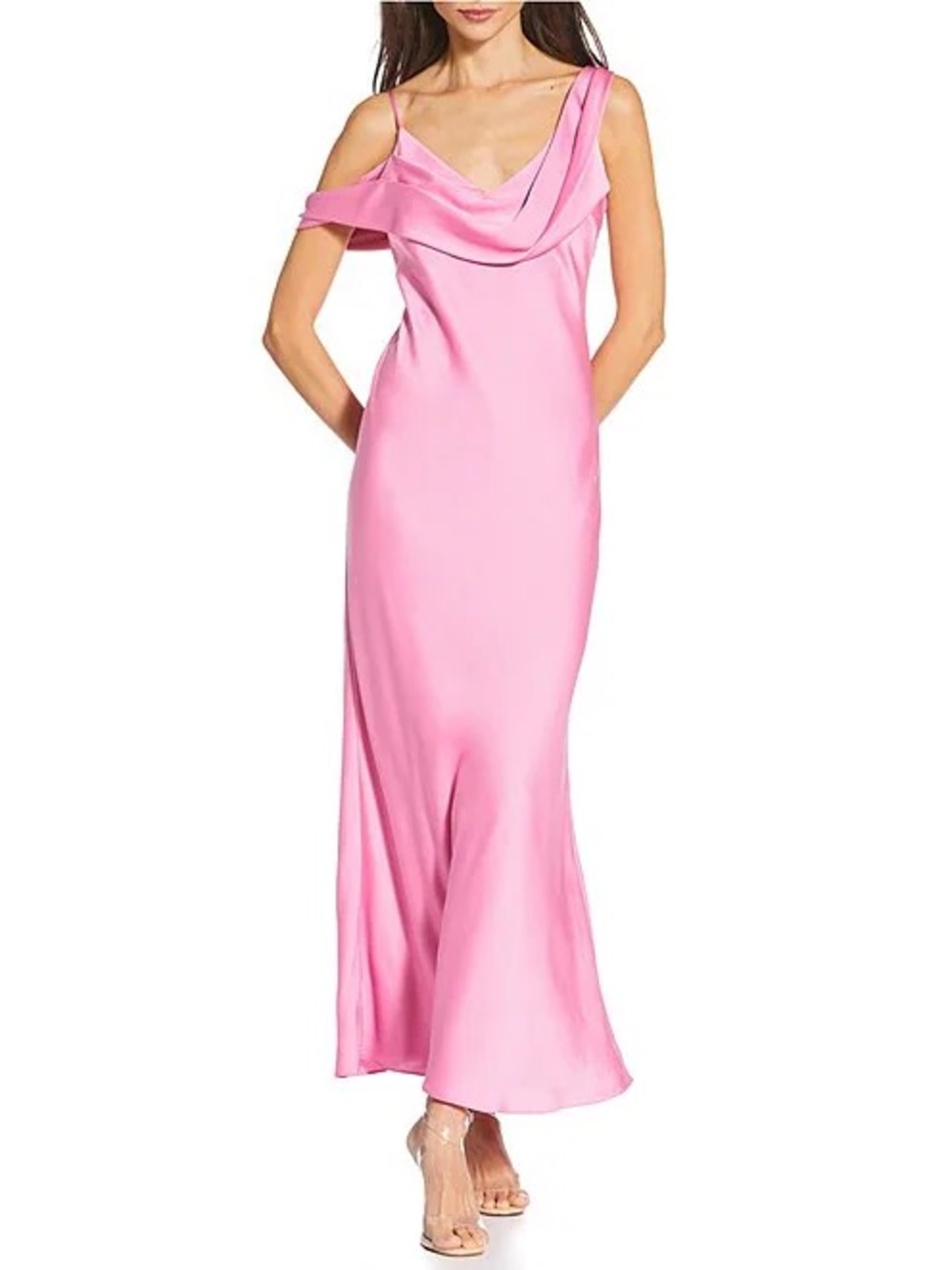 Elegant Pink Cowl Neck Slip Dress